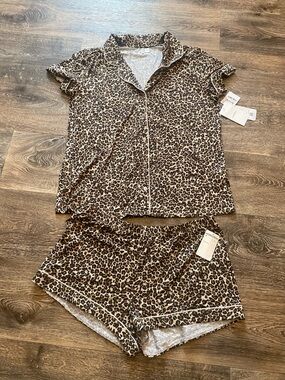 Nordstrom Leopard-Print Short Pajama Set in Brown and Black